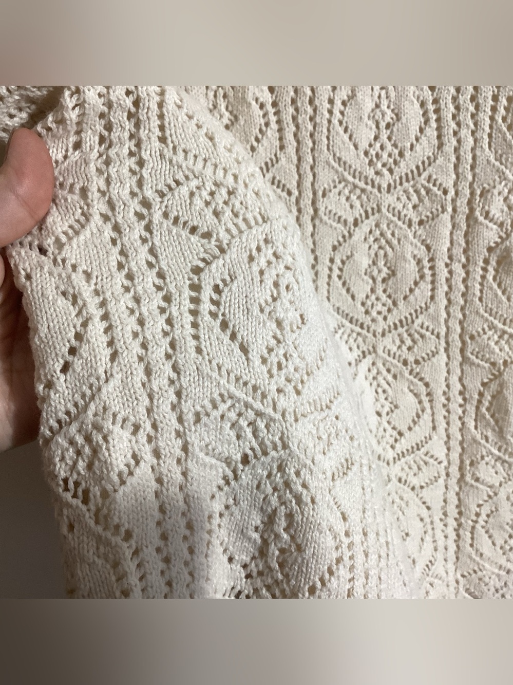Freshman 1996 Crochet Open Knit Ivory Midi Skirt M - Picture 4 of 11